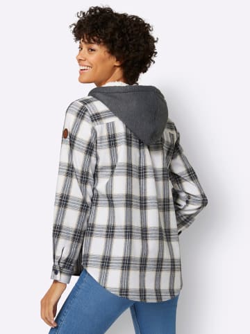 WITT WEIDEN Flanell-Bluse in weiß-dunkelblau-kariert