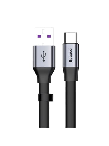 Baseus Einfaches Flachkabel USB / USB Type C SuperCharge 5A 40W Quick Charge in Schwarz