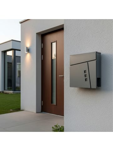 relaxdays Briefkasten in Anthrazit - (B)37 x (H)37,5 x (T)10,5 cm