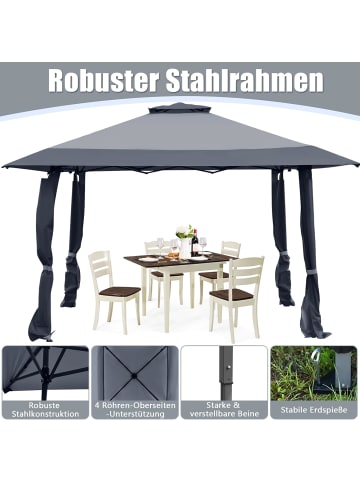 COSTWAY 4x4m Pop-up Pavillon mit Doppeldach in Grau