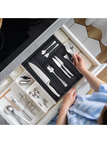 relaxdays Besteckkasten in Schwarz - (B)43 x (H)5 x (T)30,5 cm