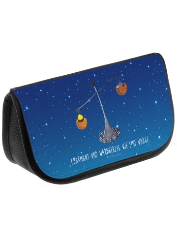 Mr. & Mrs. Panda Kulturbeutel Sternzeichen Waage mit Spruch in Sternenhimmel Blau