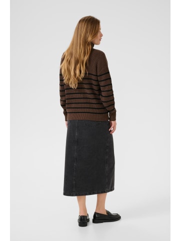 Kaffe Strickpullover KAlioa Loose fit in Brown/Black Stripe