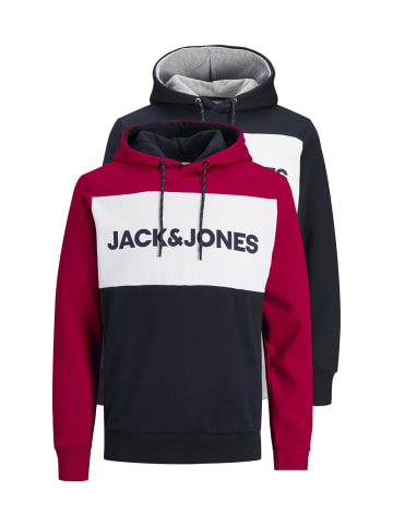 Jack & Jones Kapuzenpullover 'LOGO BLOCKING SWEAT HOOD' 2er Pack in mehrfarbig
