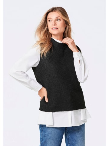 GOLDNER Pullunder Edler Rippstrick Pullunder, Stehkragen in schwarz