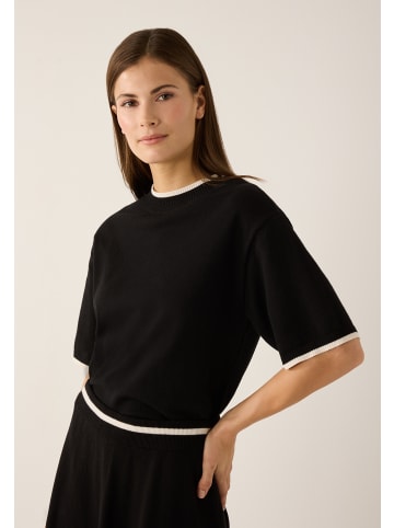More & More softer Kurzarmpullover, Kontraststreifen in black