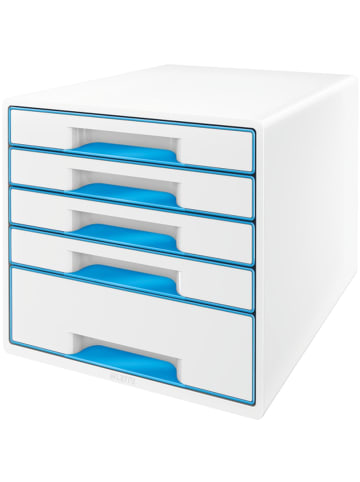Leitz Schubladenbox Wow Cube 5 Schubladen PS perlweiß/blau