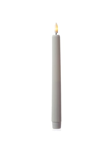 MARELIDA LED Stabkerze gerillte Tafelkerze Spitzkerze H: 25cm in weiß