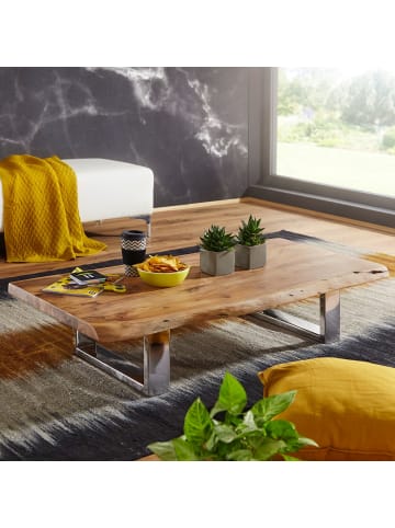 KADIMA DESIGN Massiver Akazienholz Couchtisch, Landhausstil, stabile Metallbeine
