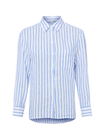 Marie Lund Leinenbluse in weiß blau - 0015