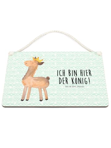 Mr. & Mrs. Panda Schild Lama König mit Spruch in Aztekenblau