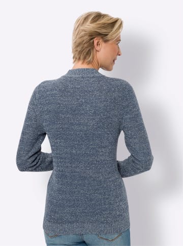 Sieh an! Stehkragen-Pullover in jeansblau-meliert