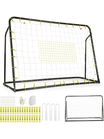 COSTWAY 2 in 1 Fußballtor & Rebounder für Kinder/Erwachsene in Schwarz
