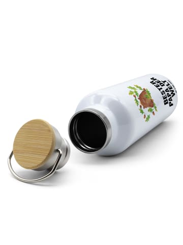 Mr. & Mrs. Panda Trinkflasche Bär König mit Spruch in Weiß