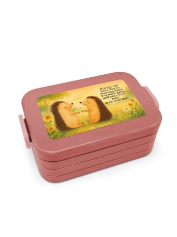 Mr. & Mrs. Panda Lunchbox Igel Liebe Design mit Spruch in Rot Pastell