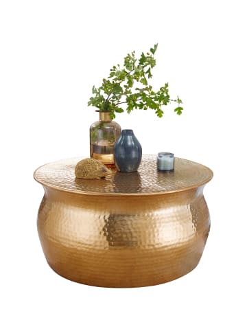 KADIMA DESIGN Couchtisch 60x30,5x60 cm Aluminium Beistelltisch orientalisch in Gold