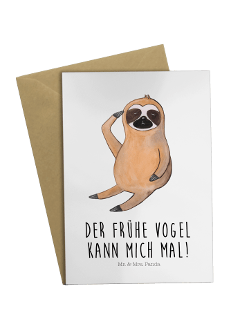 Mr. & Mrs. Panda Klappkarte Faultier Vogel mit Spruch in Weiß