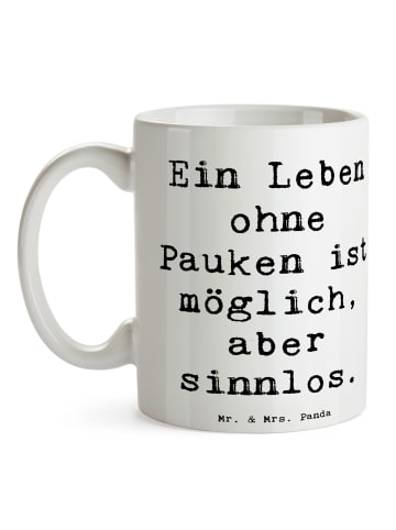 Mr. & Mrs. Panda Keramiktasse Spruch Pauken Leben mit Spruch in Weiß