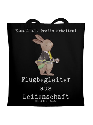 Mr. & Mrs. Panda Tragetasche Flugbegleiter Leidenschaft mit Spruch in Schwarz
