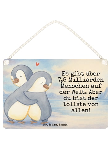 Mr. & Mrs. Panda Deko Schild Pinguine Kuscheln Design mit Spruch in Weiß