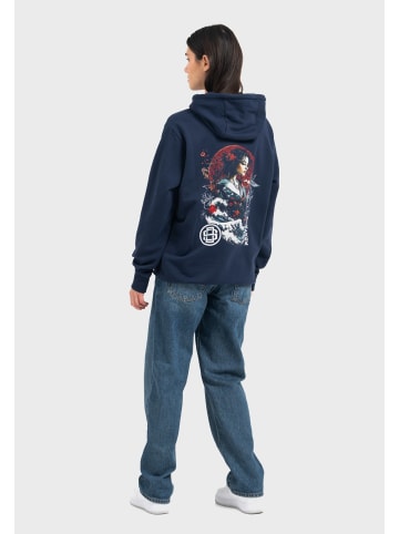 OLDSKULL Hoodie Asian Blossom Queen Logo Graphic in Navy Blue