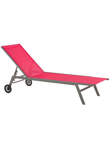 Beliani Gartenliege LEVANZO in Rot/Schwarz - (W) 64 x (H) 96 x (L) 198 cm