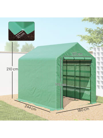 Outsunny Foliengewächshäus 244L x 180B x 210H cm Grün