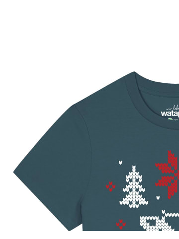 wat? Apparel T-Shirt Christmas with love in Petrol