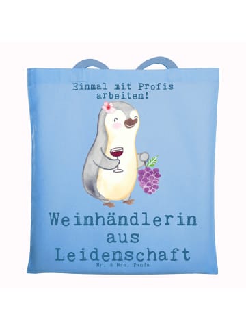 Mr. & Mrs. Panda Beutel Weinhändlerin Leidenschaft mit Spruch in Sky Blue
