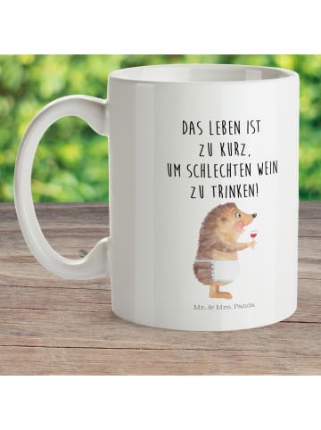 Mr. & Mrs. Panda Kaffeetasse Igel Wein mit Spruch in Weiß