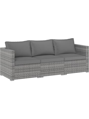 COSTWAY Gartensofa Gartenlounge mit Kissen 3-Sitzer in Grau