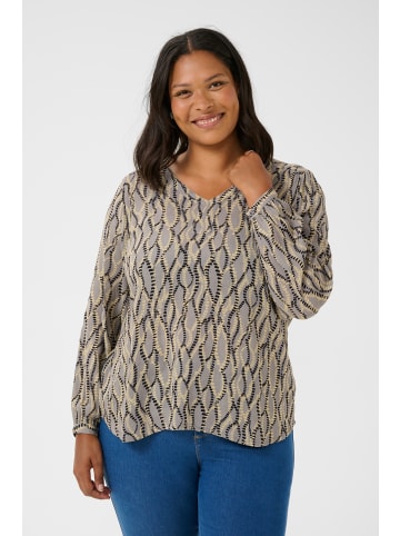 KAFFE curve Langarm-Bluse KCami in Grey/Black Graphic Simili
