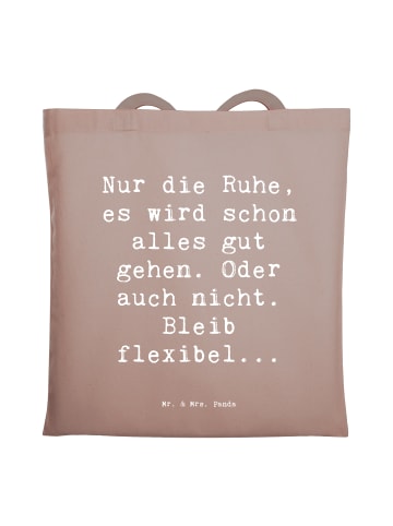 Mr. & Mrs. Panda Tote Bag Spruch Gelassenheit in Krisen mit Spruch in Braun Pastell