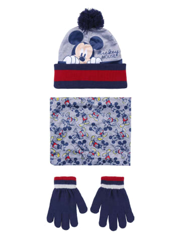 Disney Mickey Mouse 3tlg. Set: Mütze, Schal und Handschuhe in Hell-Blau