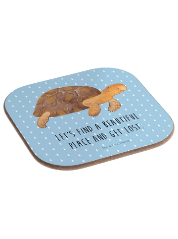 Mr. & Mrs. Panda Untersetzer Schildkröte MHerzieren mit Spruch in Blau Pastell