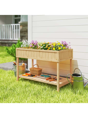 Outsunny Pflanztisch L120 x B60 x H81 cm Naturholz