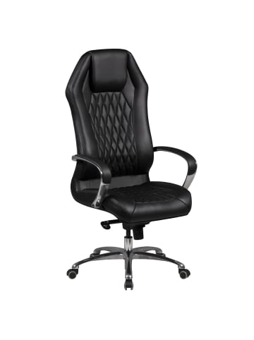 FineBuy Bürostuhl in Schwarz / Leder / 70x67x136