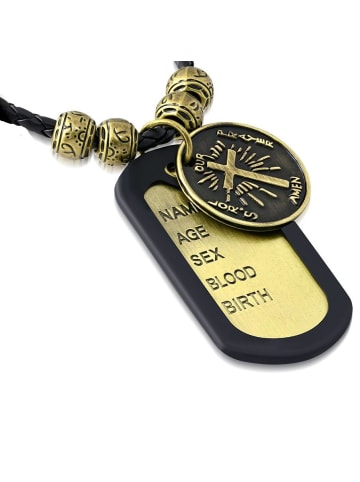 Bungsa Kette in Dog Tag und Kreuz / schwarz gewebt