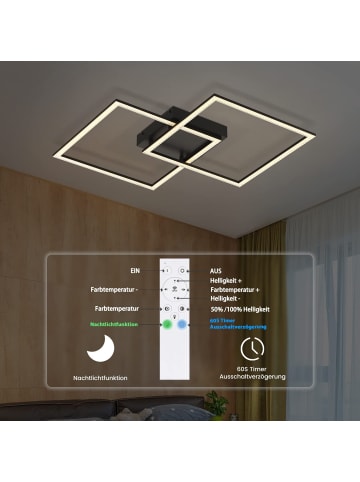 ZMH Deckenleuchte LED in schwarz Dimmbar 52W mit Fernbedienung Modern