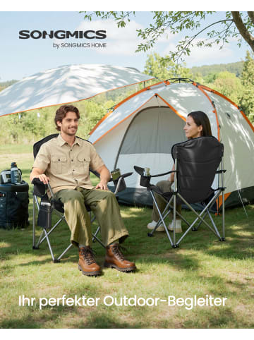 SONGMICS 2er-Set: Campingstuhl in Schwarz-Grau - (B)62 x (H)108 x (T)93 cm