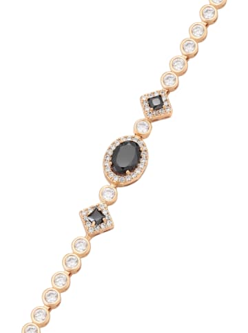 faina Women Crystal Studded Chain Link Bracelet in Rose Gold Black
