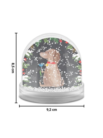 Mr. & Mrs. Panda Schneekugel Weihnachten Hund Blume mit Spruch in Kreidetafel