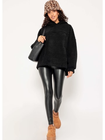 SASSYCLASSY Oversize Teddy Sweatshirt mit Kapuze in Schwarz