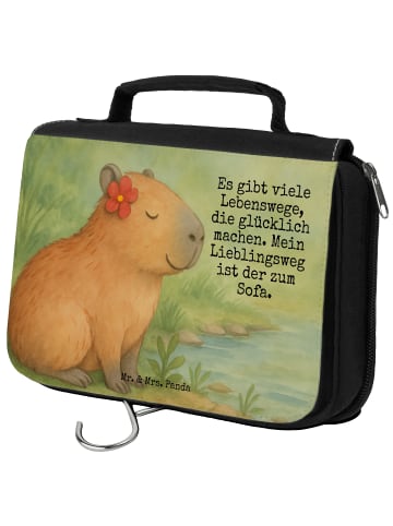 Mr. & Mrs. Panda Schminktasche Capybara Blume Design mit Spruch in Weiß