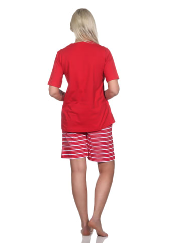 NORMANN kurzarm Schlafanzug Shorty Leuchtturm - 79102 in rot