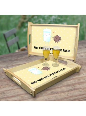 Mr. & Mrs. Panda Deko Tablett Milch Keks mit Spruch in Gelb Pastell