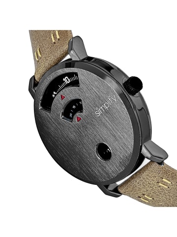 Simplify Die 7000 Lederarmbanduhr in Gunmetal/Brown
