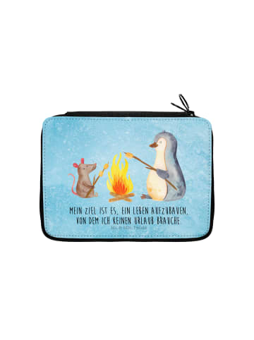 Mr. & Mrs. Panda Bleistiftetui Pinguin Lagerfeuer mit Spruch in Eisblau