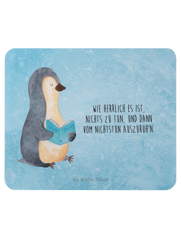 Mr. & Mrs. Panda Mauspad Pinguin Buch mit Spruch in Eisblau