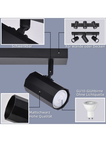 ZMH Deckenleuchte 3-flammige GU10 in Schwarz sechseckig Vintage Metall Flurlampe